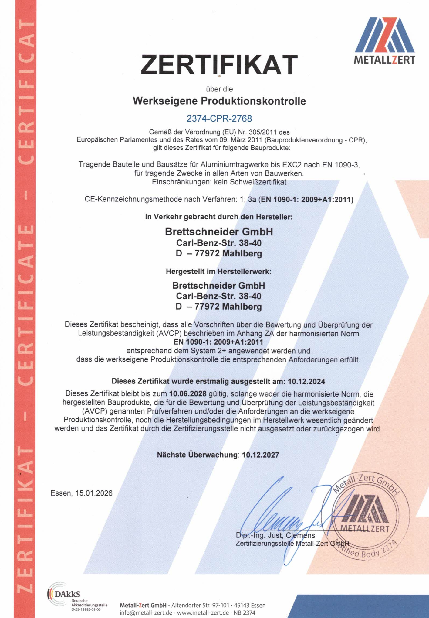 Tragendes Stahlbauteil EXC 2 nach DIN EN 1090-2 – schweißfrei gefertigt vom zertifizierten Hersteller